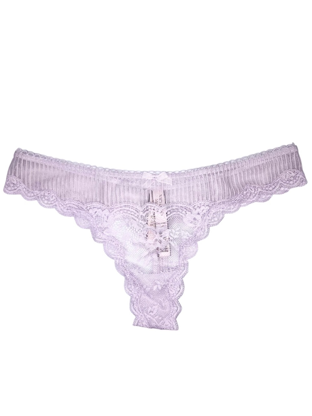 *3 for $30!* VS Dream Angels Floral Lace Stripe Thong Panty Lavender Sz S